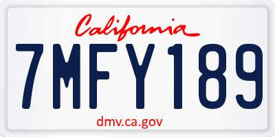 CA license plate 7MFY189