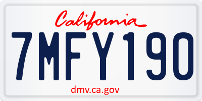 CA license plate 7MFY190