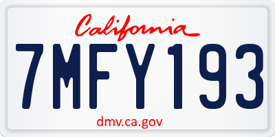 CA license plate 7MFY193
