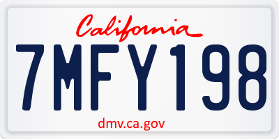 CA license plate 7MFY198