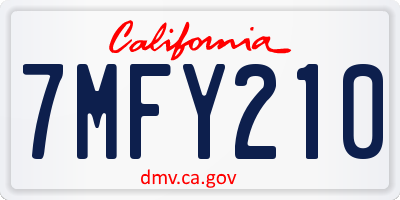 CA license plate 7MFY210