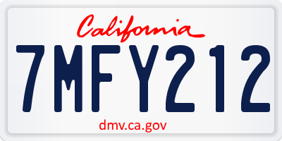 CA license plate 7MFY212