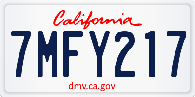 CA license plate 7MFY217