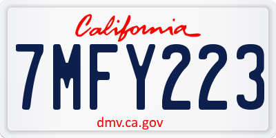 CA license plate 7MFY223