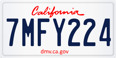 CA license plate 7MFY224