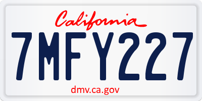 CA license plate 7MFY227