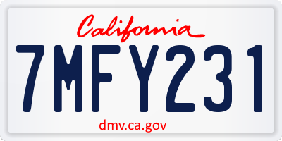 CA license plate 7MFY231