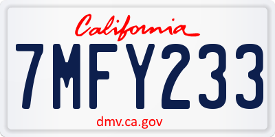 CA license plate 7MFY233