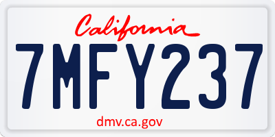 CA license plate 7MFY237