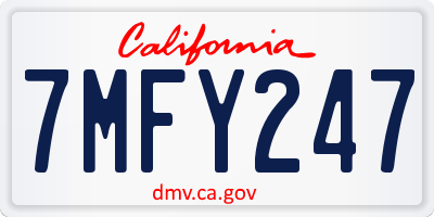 CA license plate 7MFY247