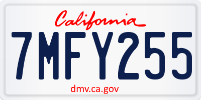 CA license plate 7MFY255