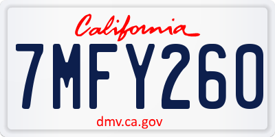 CA license plate 7MFY260