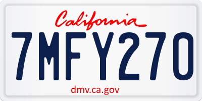 CA license plate 7MFY270