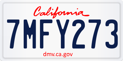 CA license plate 7MFY273