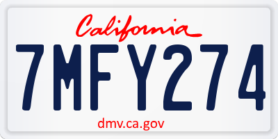 CA license plate 7MFY274