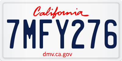 CA license plate 7MFY276