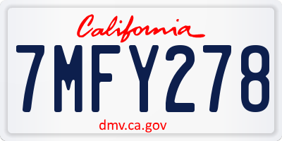 CA license plate 7MFY278