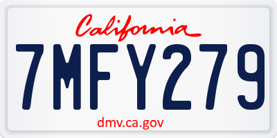 CA license plate 7MFY279