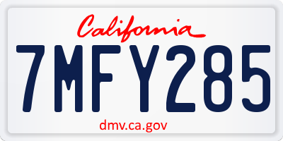 CA license plate 7MFY285