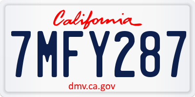 CA license plate 7MFY287