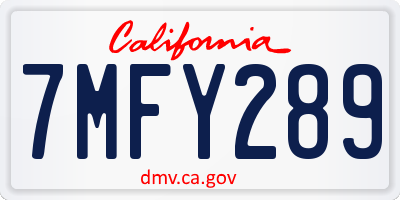 CA license plate 7MFY289