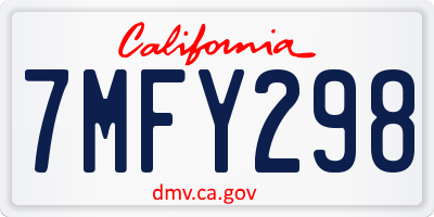 CA license plate 7MFY298