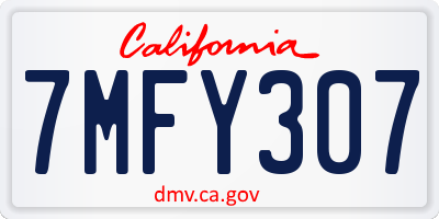 CA license plate 7MFY307