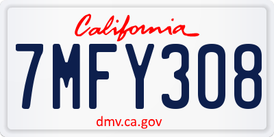 CA license plate 7MFY308