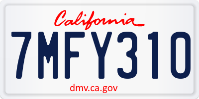 CA license plate 7MFY310