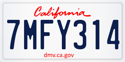 CA license plate 7MFY314