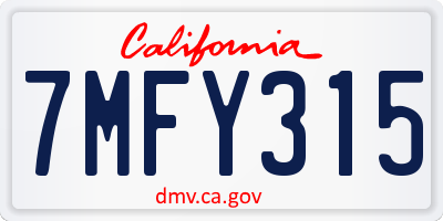 CA license plate 7MFY315