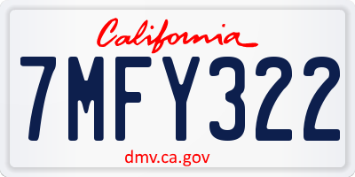 CA license plate 7MFY322