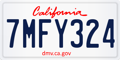 CA license plate 7MFY324