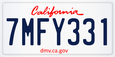 CA license plate 7MFY331