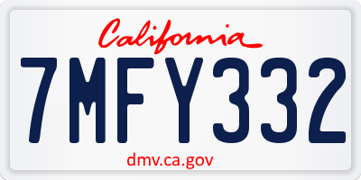 CA license plate 7MFY332