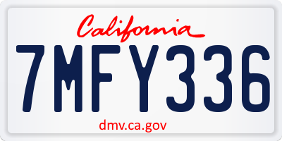 CA license plate 7MFY336