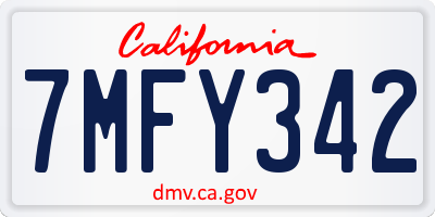 CA license plate 7MFY342