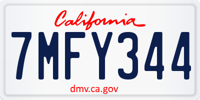 CA license plate 7MFY344