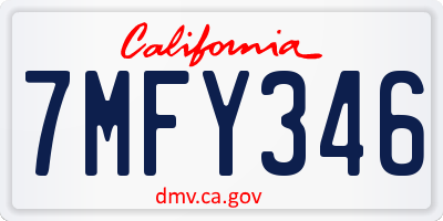 CA license plate 7MFY346