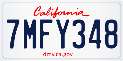 CA license plate 7MFY348