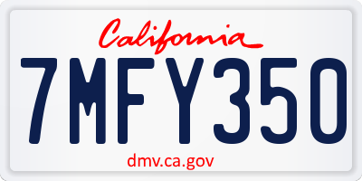 CA license plate 7MFY350