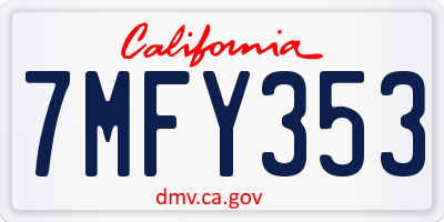 CA license plate 7MFY353