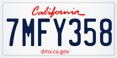 CA license plate 7MFY358