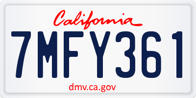 CA license plate 7MFY361