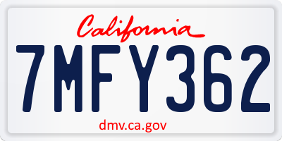 CA license plate 7MFY362
