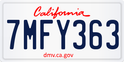CA license plate 7MFY363