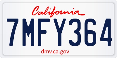 CA license plate 7MFY364