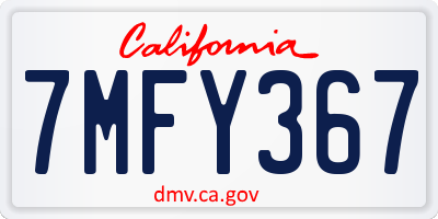 CA license plate 7MFY367