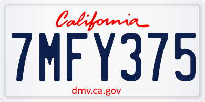 CA license plate 7MFY375