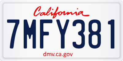 CA license plate 7MFY381